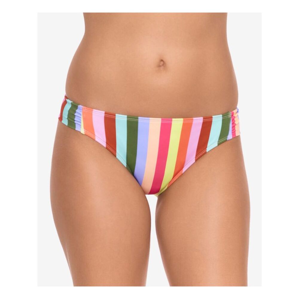 SALT + COVE Women's Pink Multi-Stripe Tab Sides Hipster Swimsuit Bottom L